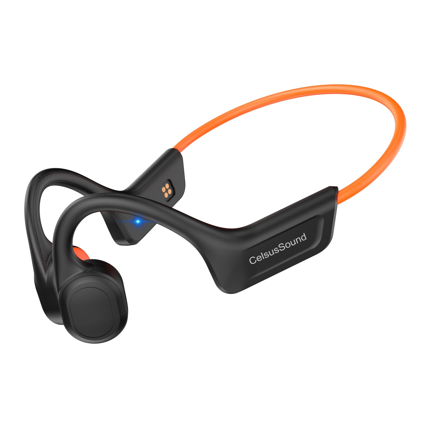 SilisoundTek S800C Bone Conduction Headphones, Open-Ear Bluetooth 5.3 Headphones with Mic, IPX7 Waterproof Sports Earbuds Wireless Earphones for Running Workout Cycling, 1.5 Fast Charging and 10H Working Time （Orange）